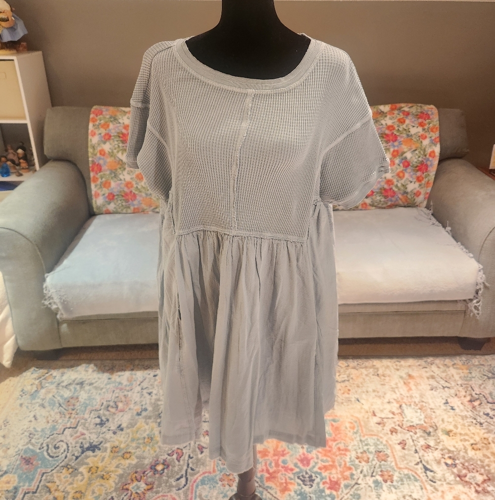 Urban Outfitters UO Casual Blue Green Baby Doll Dress Size Medium